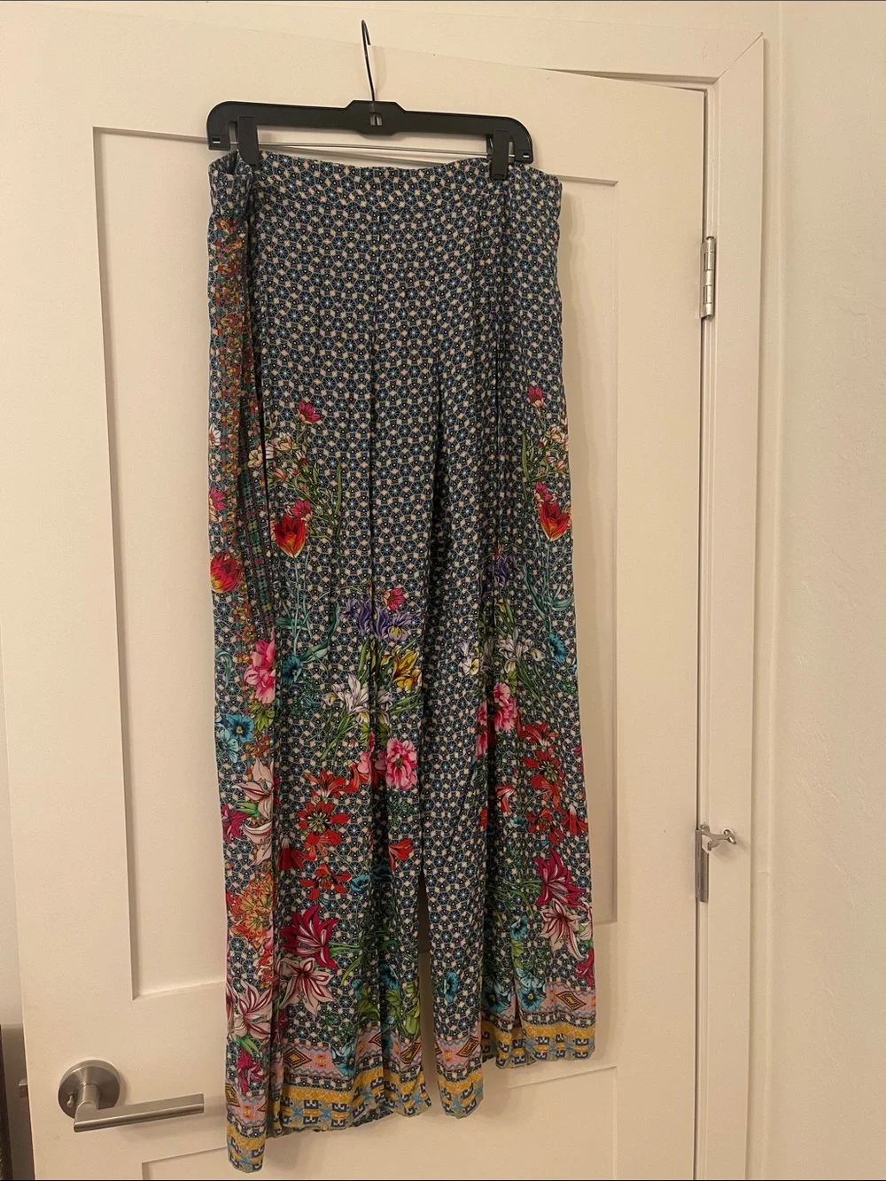 Johnny Was Navy Floral Panel Maxi Skirt XL
